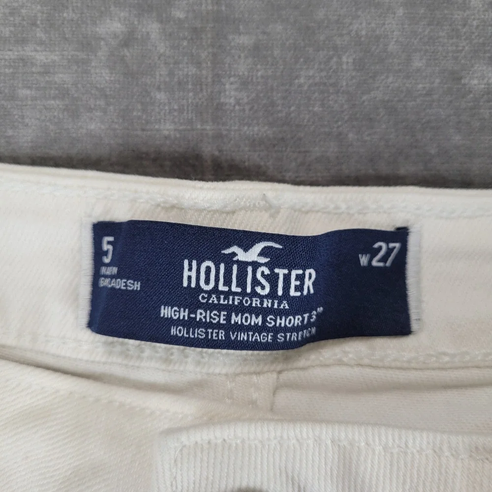 Hollister High Rise Mom Shorts Pink White Colorblock Size 5 Vintage‎ Stretch